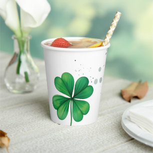 Gobelets En Papier Watercolor Irish Leaf St Patrick's Day Baby shower