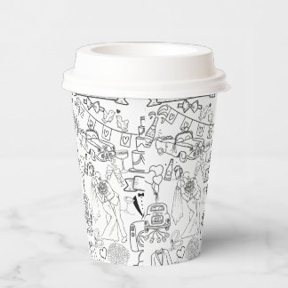Gobelets En Papier Wedding Hand Drawn Design Coffee Cups