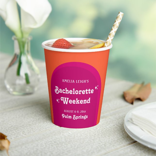 Gobelets En Papier Week-end de célibataire rétro Coucher de soleil ro (Insitu)