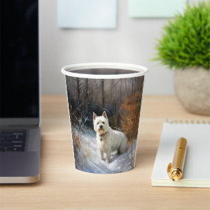 Gobelets En Papier West Highland White Terrier Laissons neiger Noël