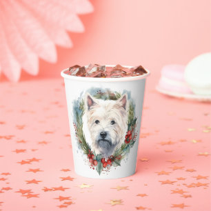 Gobelets En Papier West Highland White Terrier Wire de Noël