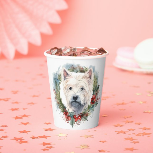 Gobelets En Papier West Highland White Terrier Wire de Noël (Insitu)
