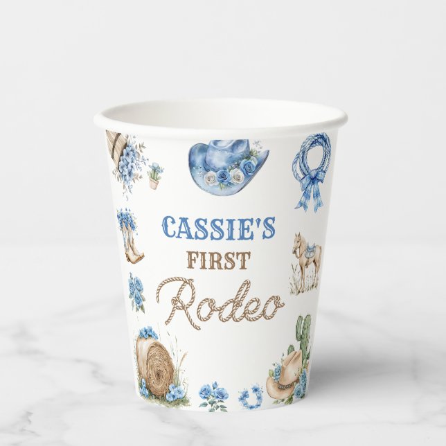 Gobelets En Papier Western Cowboy First Rodeo Birthday Party (Recto)