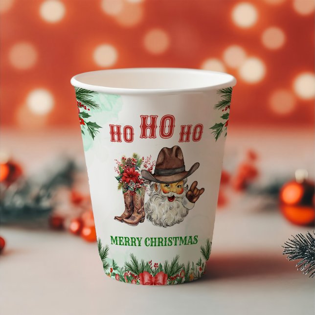 Gobelets En Papier Western Cowboy Père Noël (Créateur téléchargé)
