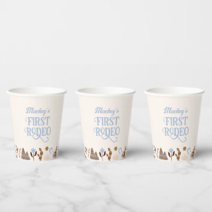 Gobelets En Papier Western First Rodeo Wild West Cowboy Blue Annivers