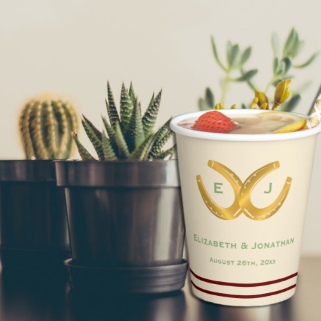 Gobelets En Papier Western Horseshoe Mariage (Créateur téléchargé)