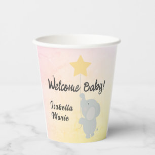 Gobelets En Papier Whimsical Elephant Welcome Baby