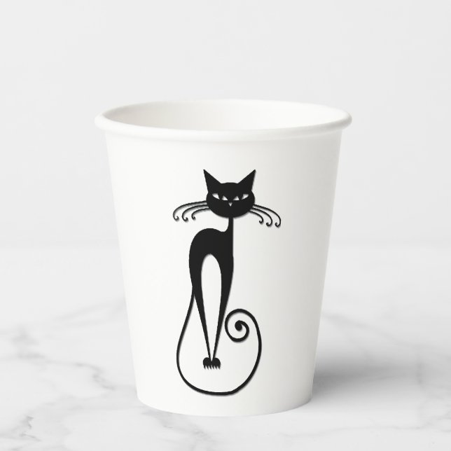 Gobelets En Papier Whimsical Skinny Chat noir (Recto)