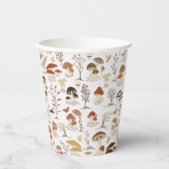 Gobelets En Papier Whimsical Woodland Champhrooms Motif (Recto)