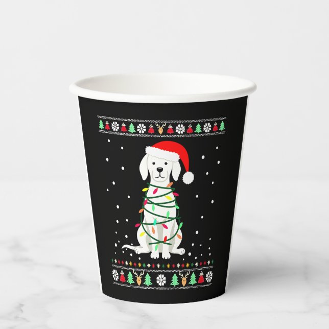 Gobelets En Papier White Boxer Dog Ugly Christmas Sweater Funny Xmas  (Recto)