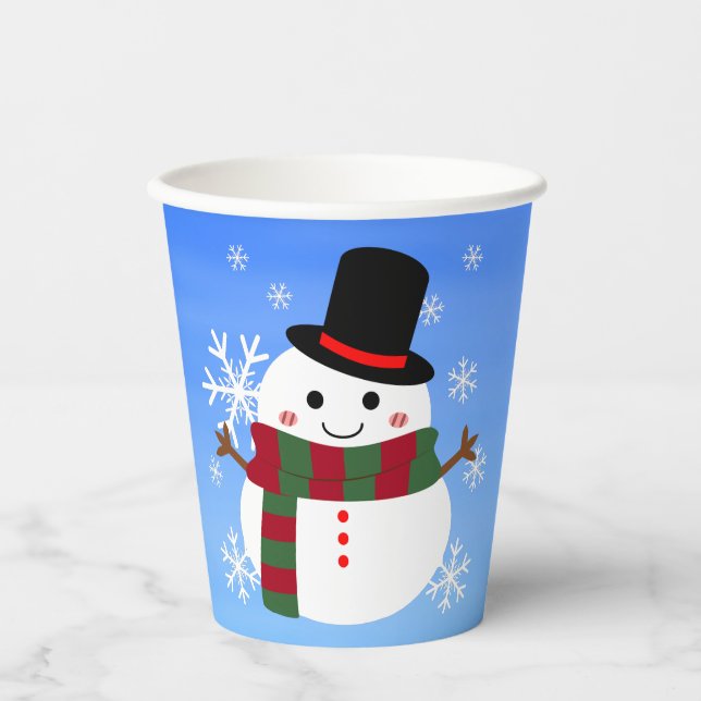 Gobelets En Papier White Christmas Snowman (Recto)