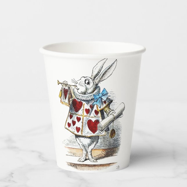 Gobelets En Papier White Rabbit Alice Wonderland Hearts (Recto)