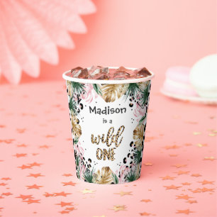 Gobelets En Papier Wild One Birthday Empreinte de léopard Wild Safar