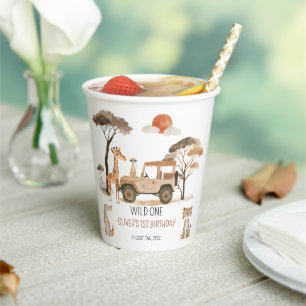 Gobelets En Papier Wild One Boy 1er Anniversaire Safari