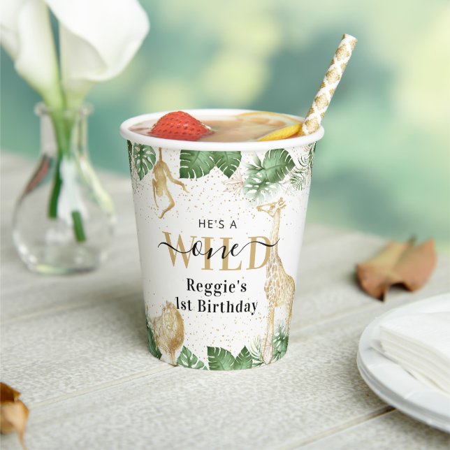 Gobelets En Papier Wild One Jungle Safari 1er anniversaire (Insitu)