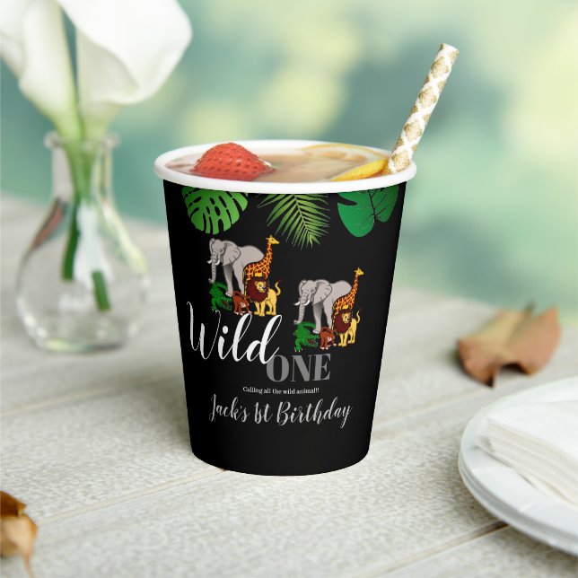 Gobelets En Papier Wild One Jungle Safari 1er anniversaire personnali (Insitu)