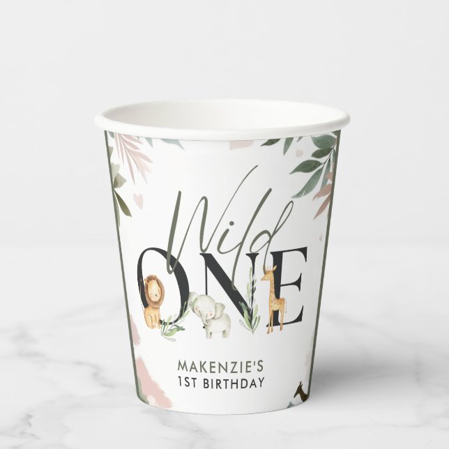 Gobelets En Papier Wild One Safari 1ère fête d'anniversaire (Recto)