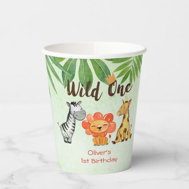 Gobelets En Papier Wild One, Safari premier anniversaire de la coupe  (Gauche)