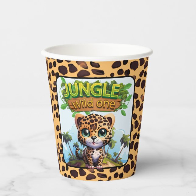 Gobelets En Papier WILD ONE Tropical Safari Leopard Character Cat 🐆 (Recto)