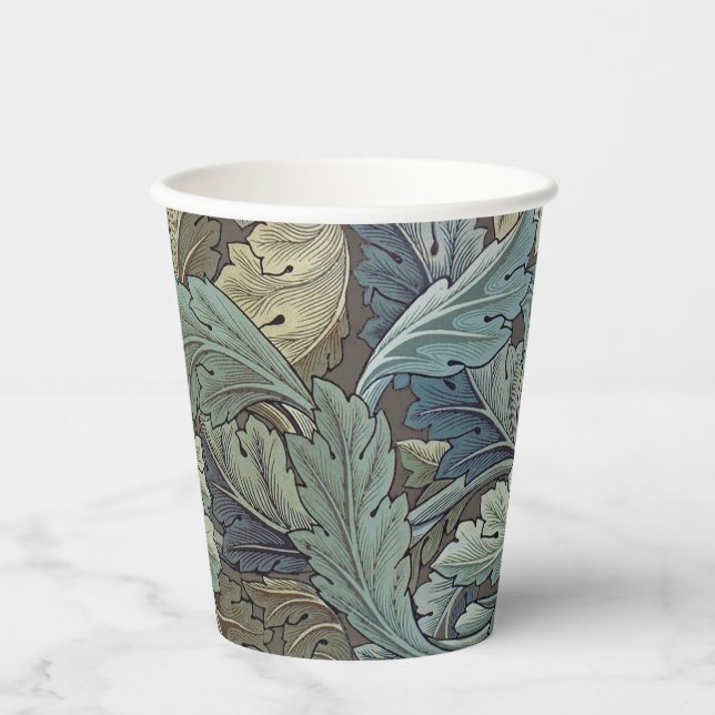 Gobelets En Papier William Morris Acanthus Sage Fleur Floral Botaniqu (Recto)