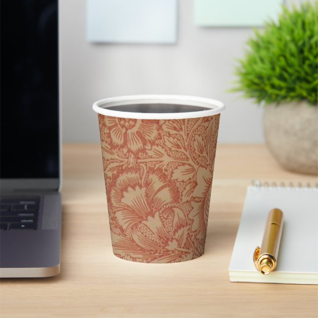 Gobelets En Papier William Morris Fleur de pavot rose Floral (Insitu)