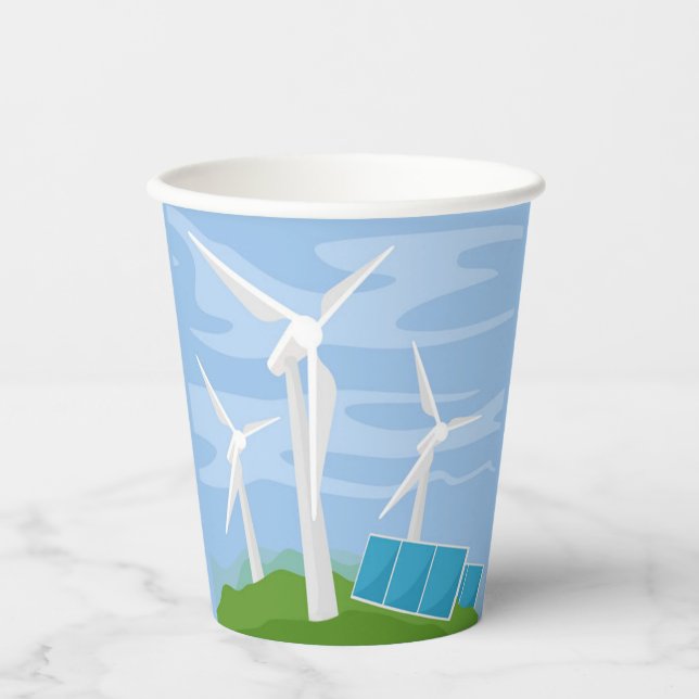 Gobelets En Papier Windmills et cellules solaires (Recto)