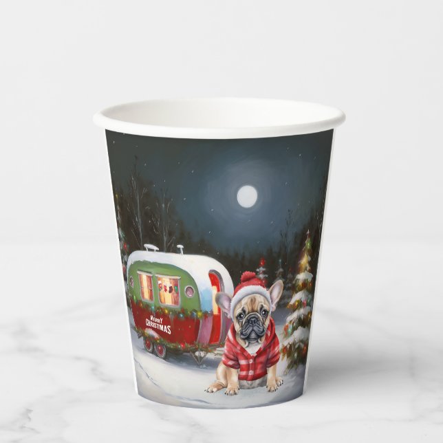 Gobelets En Papier Winter French Bulldog Caravan Christmas Adventure (Recto)