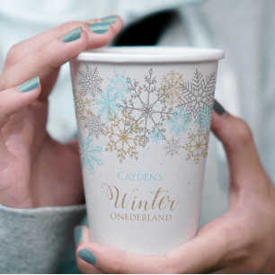 Gobelets En Papier Winter Onederland premier anniversaire Snowflake N