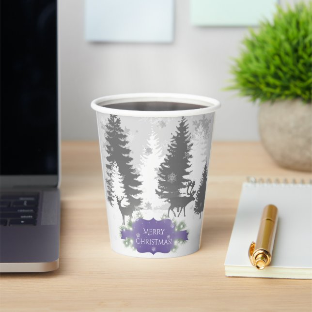 Gobelets En Papier Winter Wonderland tasse de papier - violet (Insitu)