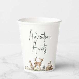 Gobelets En Papier Woodland Animals Adventure Await Baby shower