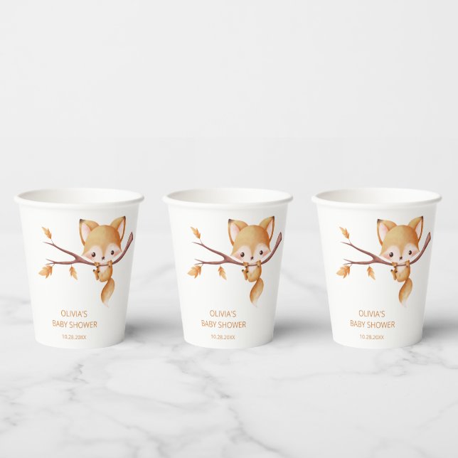 Gobelets En Papier Woodland Autumn Baby Fox Baby shower (Multi)