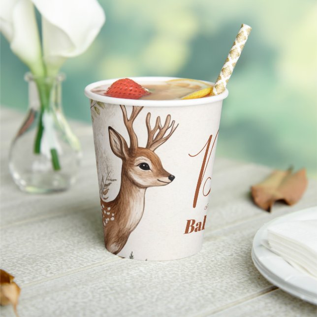 Gobelets En Papier Woodland Oh Deer Theme Baby Shower (Insitu)