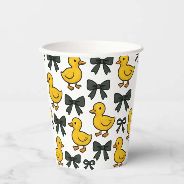 Gobelets En Papier Yellow Ducks & Bows Party Paper Cup (Recto)