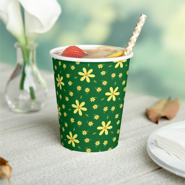 Gobelets En Papier Yellow flowers (Insitu)