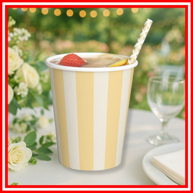 Gobelets En Papier Yellow Stripes La Dolce Vita Lemons Italian PLAIN (Créateur téléchargé)