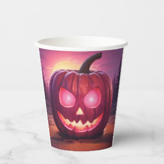 Gobelets En Papier Yeux qui brillent Jack-o-lantern tasses