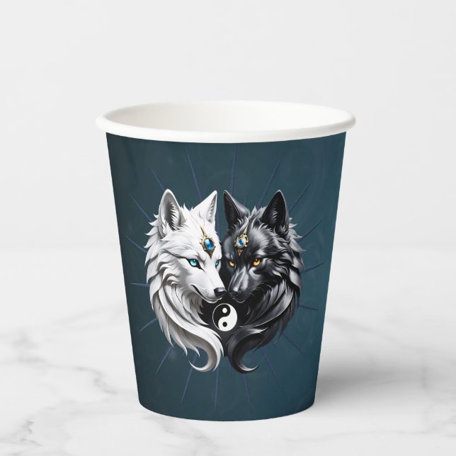 Gobelets En Papier Yin Yang Wolves. (Recto)