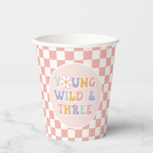 Gobelets En Papier Young Wild Three Super Rose Daisy Checker (Recto)