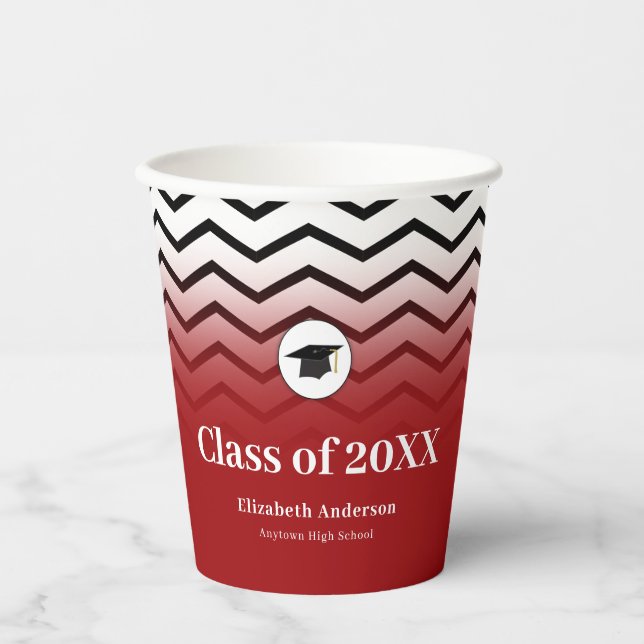 Gobelets En Papier Zigzag Motif Red Graduation (Recto)