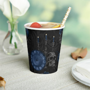 Gobelets En Papier Zodiaque magic Dark Navy Blue Gothic Skull