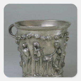 Goblet embossed with skeletons square sticker