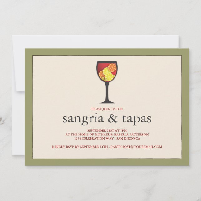 Goblet with Fruit Sangria & Tapas Party Invitation (Front)