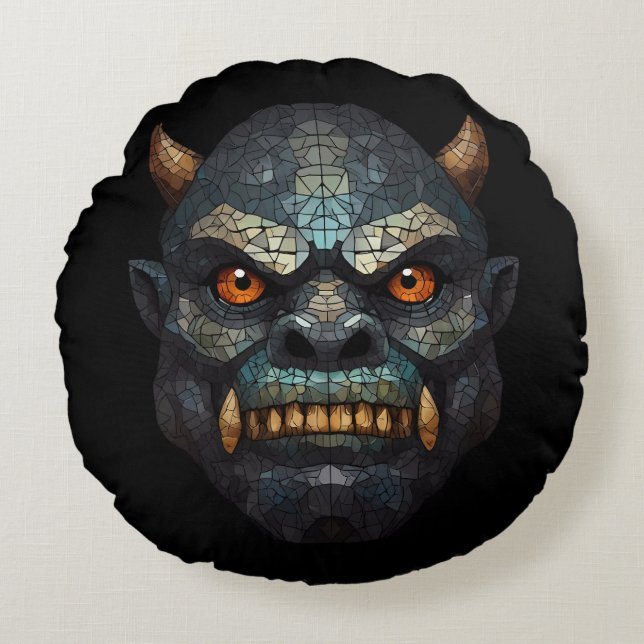 Goblin and Orc Portrait  Round Pillow (Front)