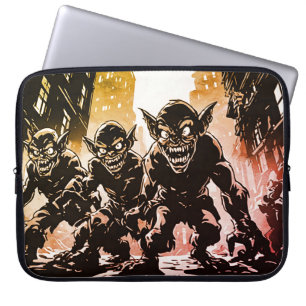 Goblin Demons Ruined City Retro 50s Graphic Style Laptop Sleeve