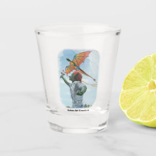 Goblin Flying Rainbow Dragon Fantasy Shot Glass
