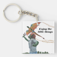Goblin Flying Rainbow Dragon Kite Fantasy Keychain