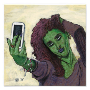 Goblin Girl Phone Selfie Fantasy Art Photo Print