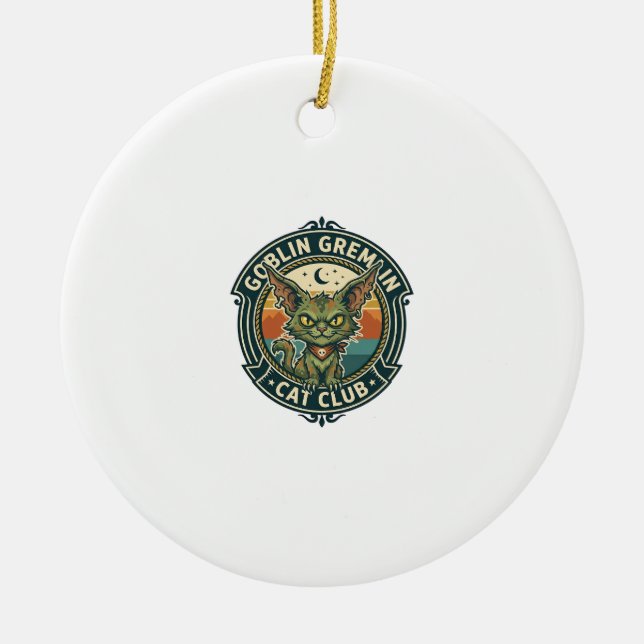 Goblin Gremlin Cat Cute Kitty Design - Goblin Grem Ceramic Ornament (Front)