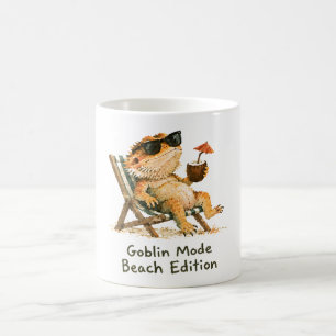 Goblin Mode Beach Edition Bearded Dragon Art Coffee Mug