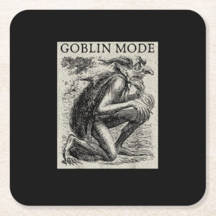 Goblin Mode Goblincore Vintage Aesthetic Funny Off Square Paper Coaster